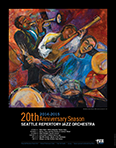 Seattle Repertory Jazz Orchestra, 20th Anniversary Peacock poster design, 2015